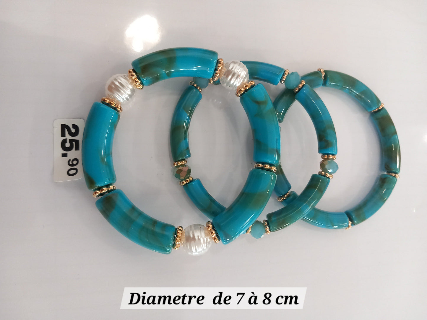 Ensemble 3 Bracelets Turquoise & Doré