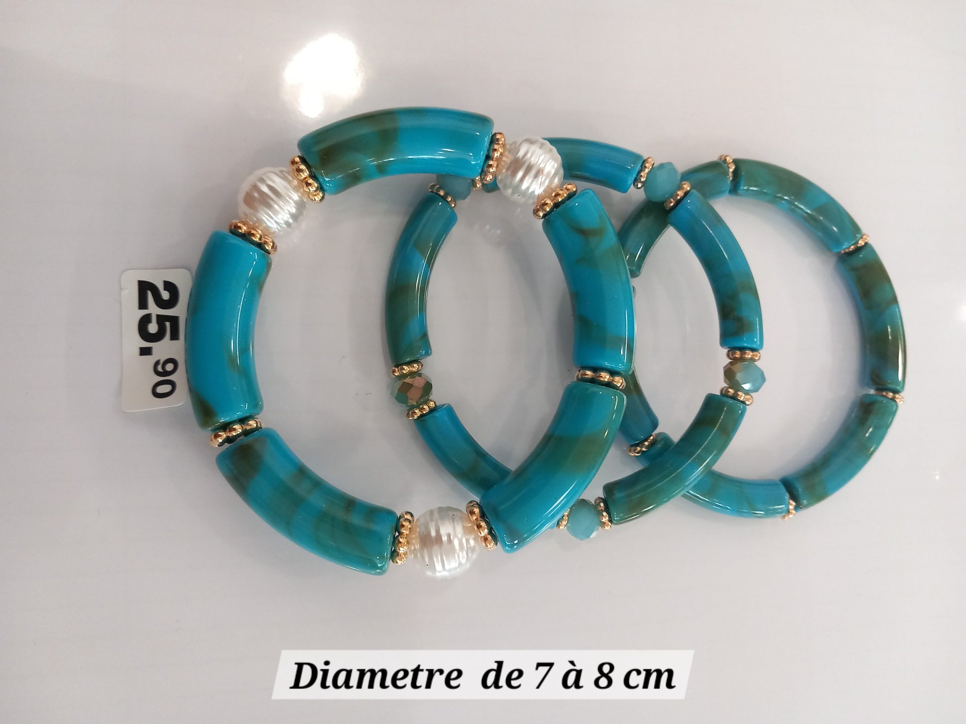 Ensemble 3 Bracelets Turquoise & Doré