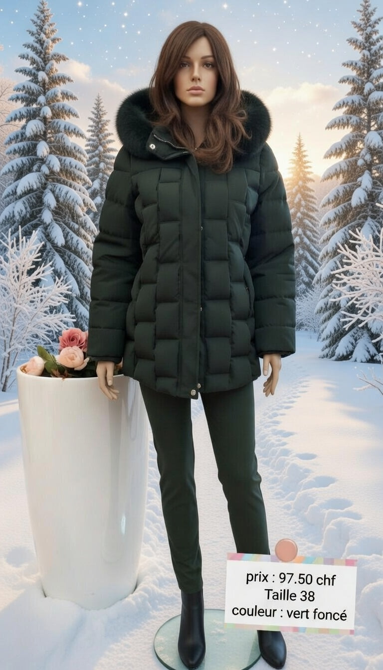 97,50 chf - Taille 38-40 - Doudoune vert foncé, idéale pour passer l'hiver au chaud !