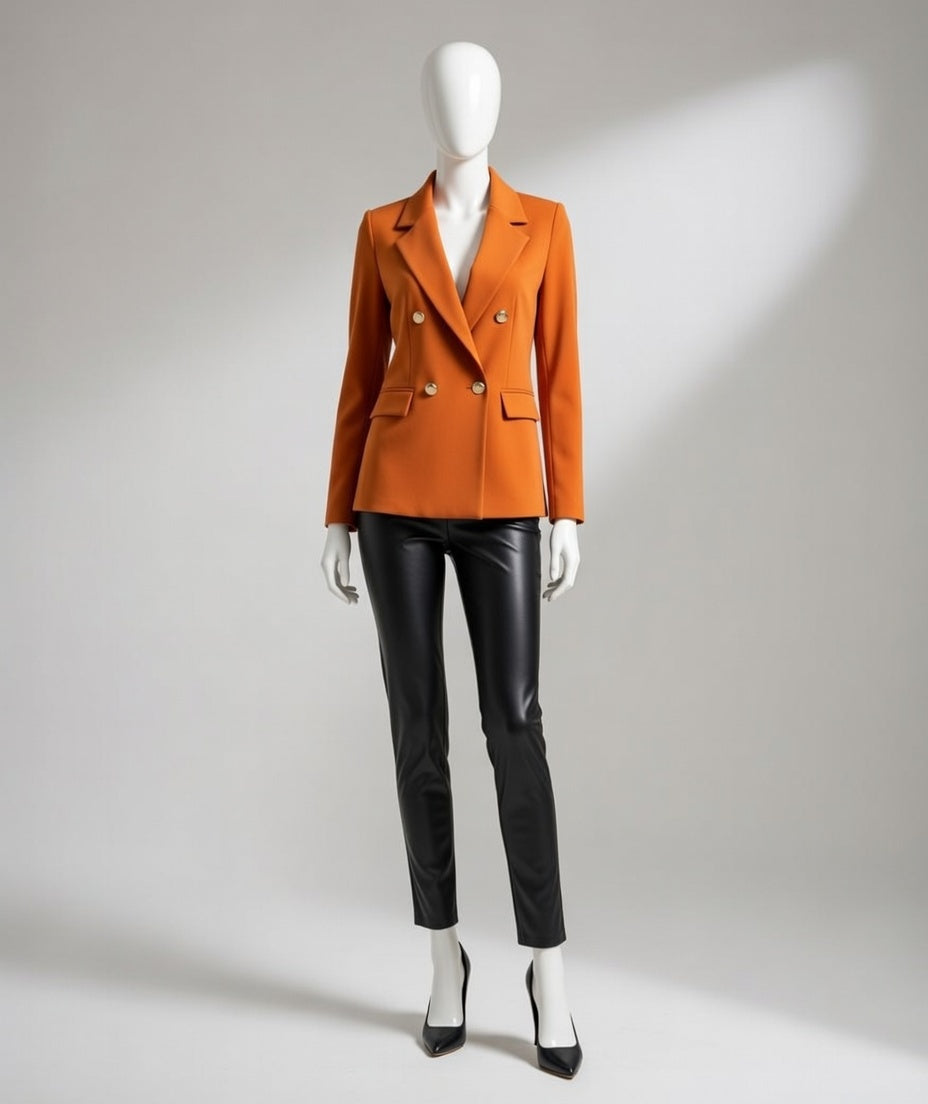 49,90 chf - La veste - Taille M ou 38-40 - Similicuir Haut de Gamme Cognac – Veste Tailleur Ultra-Chic !