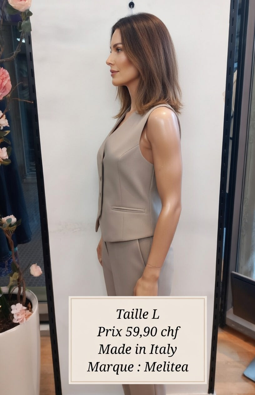 59,90 chf - Taille L - Élégance italienne à petit prix ! Ensemble gilet + pantalon Melitea !