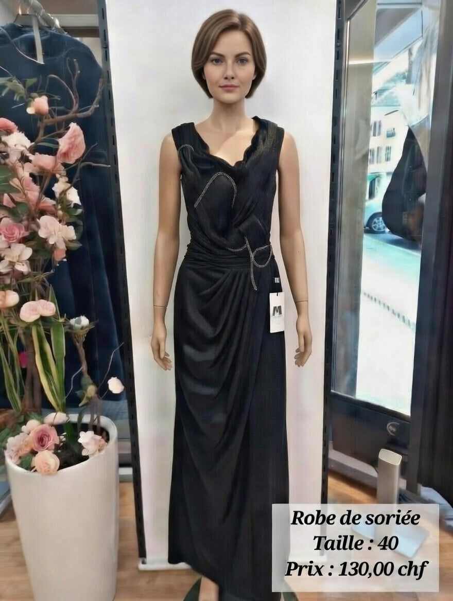 130,00 chf - Taille 40 - ✨ Robe de soirée noire élégante & scintillante ✨