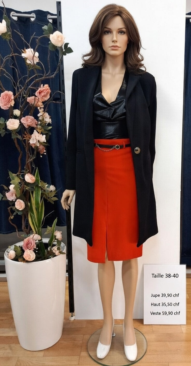 135,30 chf - Prix de l'ensemble mais chaque pièce peut être vendu séparément - Taille 38-40 - Sophistication Orange & Noir  !