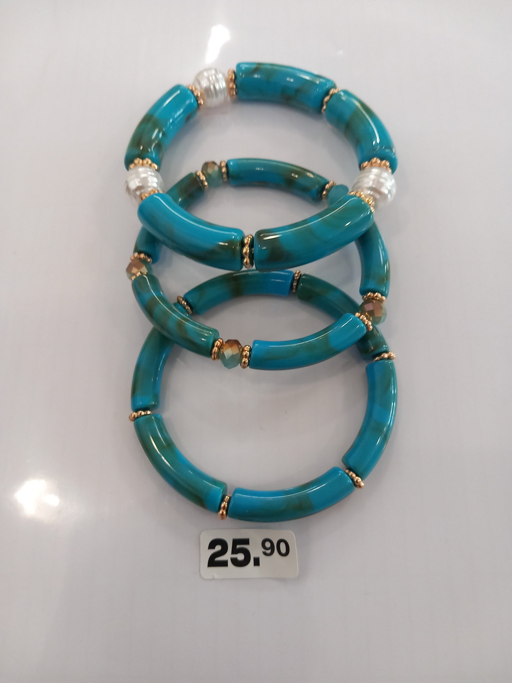 Ensemble 3 Bracelets Turquoise & Doré