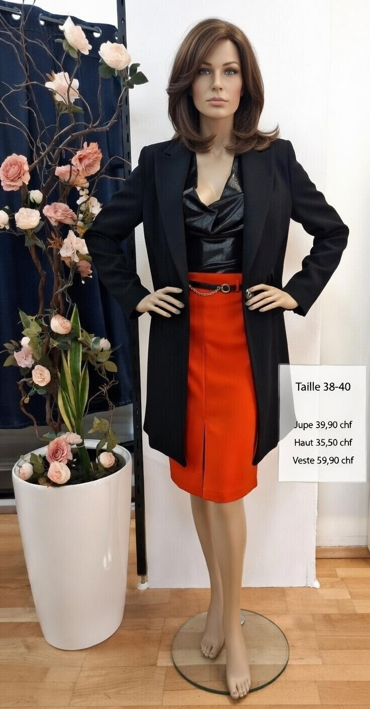 135,30 chf - Prix de l'ensemble mais chaque pièce peut être vendu séparément - Taille 38-40 - Sophistication Orange & Noir  !