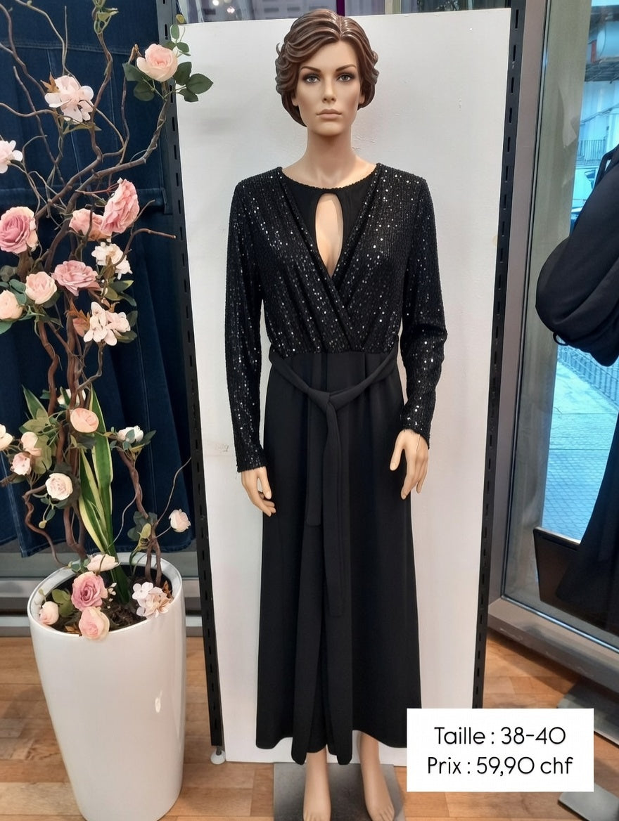59,90 chf - Taille 38-40-✨ ✨ Robe longue scintillante noire sequins ✨ Parfaite pour soirées & fêtes