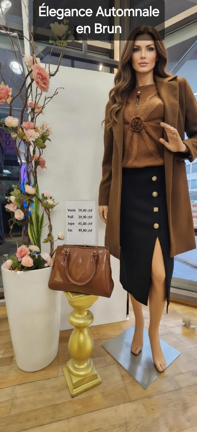 194,70 chf - Prix de l'ensemble mais chaque pièce peut être vendu séparément - Taille 38-40 - Élégance automnale en brun