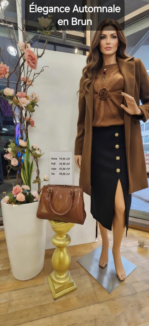 194,70 chf - Prix de l'ensemble mais chaque pièce peut être vendu séparément - Taille 38-40 - Élégance automnale en brun