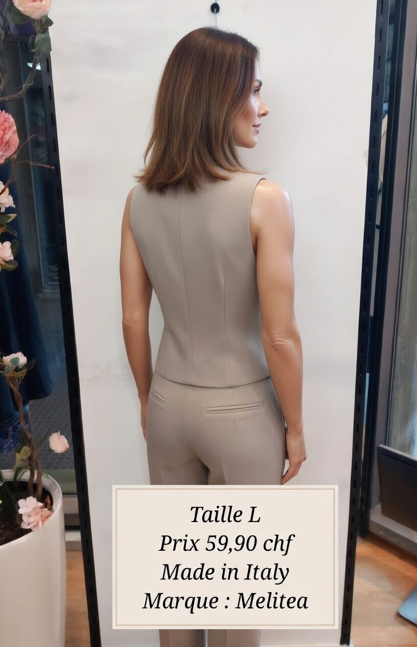 59,90 chf - Taille L - Élégance italienne à petit prix ! Ensemble gilet + pantalon Melitea !