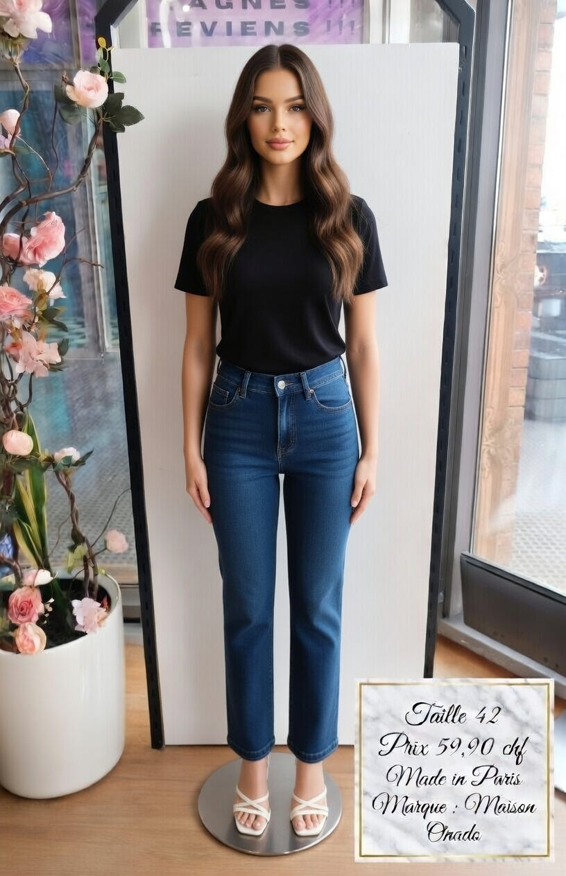 59,90 chf - Taille 42 - ✨ Jeans Maison Onado T42 – Broderie étoiles Parisienne à petit prix ! ✨