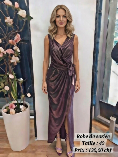 130,00 chf - Taille 42 - ✨ Robe de soirée glamour violet métallisé✨