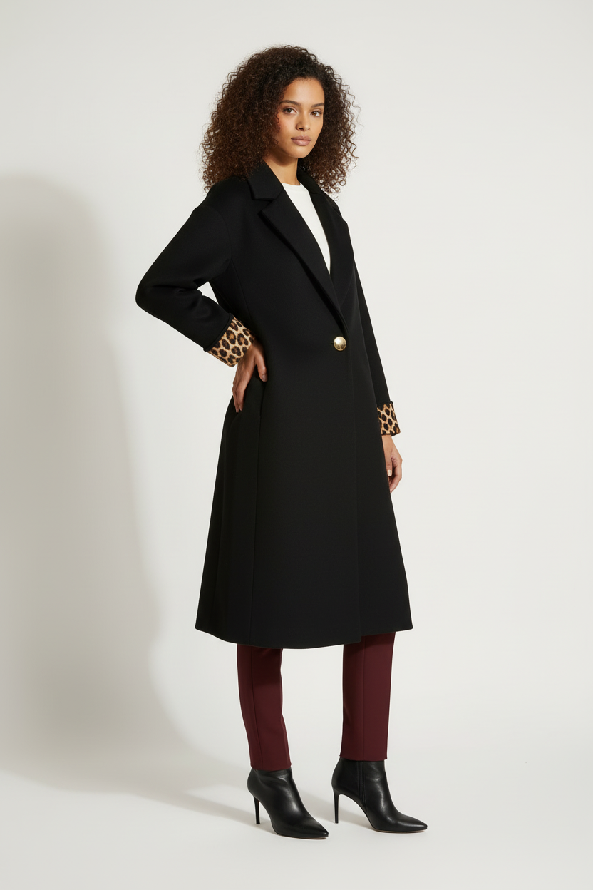 Veste Manteau Noir Oversize - Style Urbain & Élégant - Taille XL - Made in Italy - Pièce unique