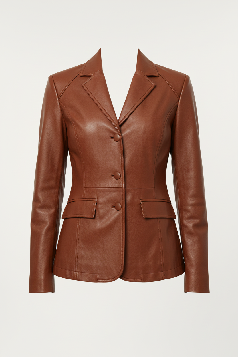 Blouson Similicuir Cognac - Style Chic & Tendance - Taille M / 38-40 - Made in Italy - Pièce unique